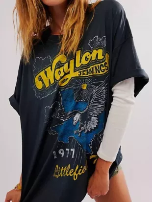 High Potential S02 Kaitlin Olson Navy Blue Graphic T Shirt