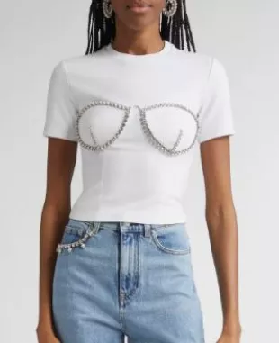 Crystal Bustier Cup T-Shirt