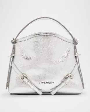 Voyou Nano Top-Handle Bag in Metallic Leather