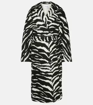 Zebra-print Denim Trench Coat
