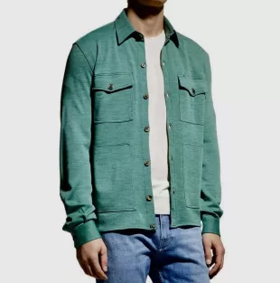Green Wool and Cashmere Overshirt