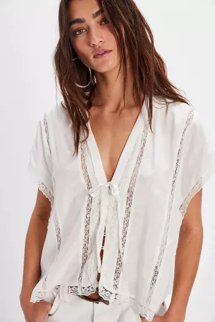 Marigold Shine Lace Top in Clean Ivory