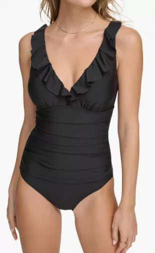 Ruffle Plunge One-Piece Swimsuit