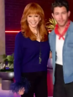 The Voice S28 Reba McEntire Feather Cuff Sweater