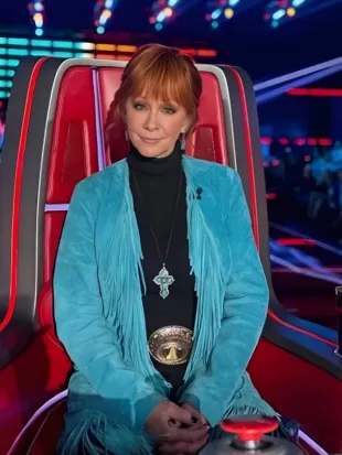 Reba McEntire The Voice S28 Blue Fringe Coat