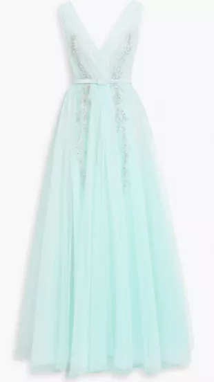 Embellished Tulle Gown in Sky Blue