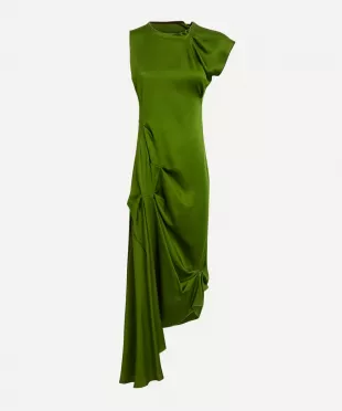 Algae Draped Tuck Detail Midi Dress