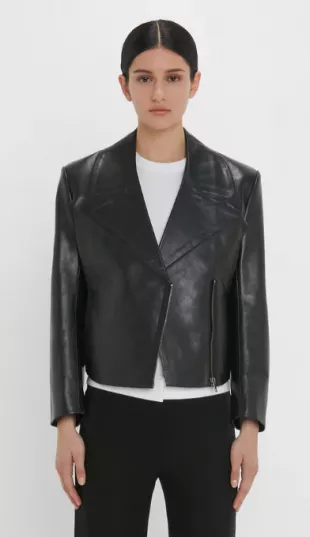 Leather Biker Jacket In Black