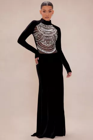 Marielle Embellished Velvet Maxi Dress