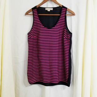 Michael Kors - Michael Kors striped tank black pink magenta scoop