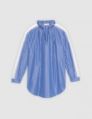 Top en coton rayé empiècement dentelle