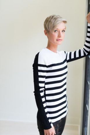 RAG & BONE Cecilee striped merino wool blend and stretch knit sweater Pullover