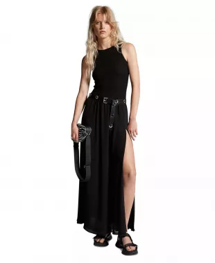 Women's Smocked Belted Maxi Dress