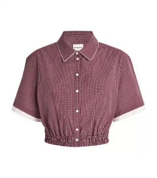 Claudie Pierlot Cotton Check Cropped Shirt