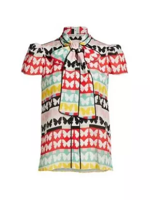 Jeannie Butterfly Tie Neck Top