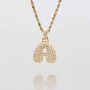 Pave Bubble Letter Initial Necklace