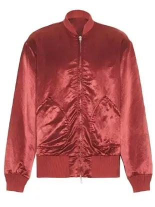 The Voice S28 Michael Buble Red Satin Bomber Jacket