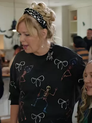 Haul Out the Halloween Kimberly J. Brown Black Skeleton Sweater