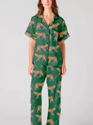 Matlock S2 Skye P. Marshall Green Leopard Print Pajamas