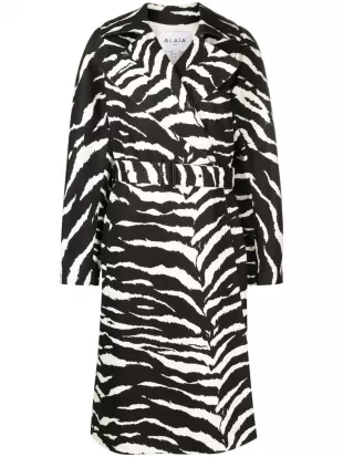 Zebra Print Denim Trench Coat