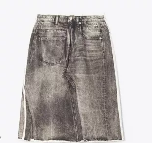 Overprinted Deconstructed Denim Skirt