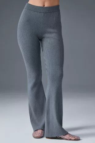 Denim Knit High Waist Flare Pant