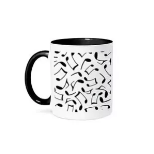 Mug_165905_4 Music Notes Pattern White and Black