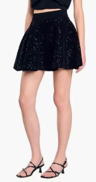 Short Sequinned Skater Skirt