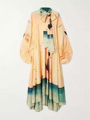 Eden Pussy-bow Silk Maxi Dress