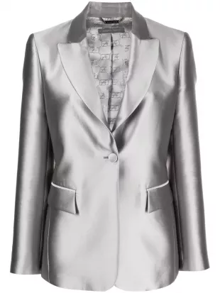 Long Sleeved Satin Single Breasted Blazer