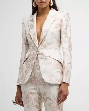 Cherry Blossom Jacquard Blazer Jacket