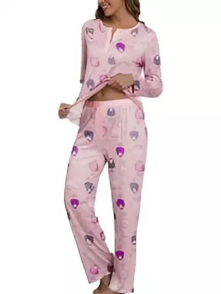 Elsbeth S03 Carrie Preston Pink Sheep Print Pajamas