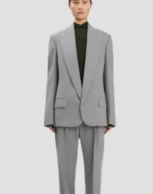 Sculptural Sleeve Jacket in Light Grey Melange