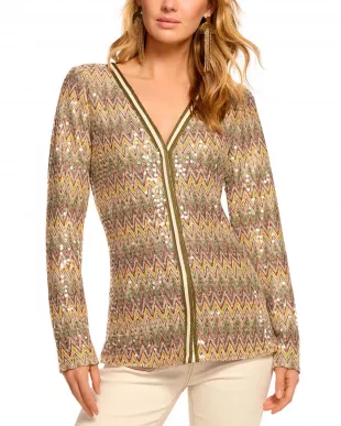 Kiki Chevron Sequin Cardigan
