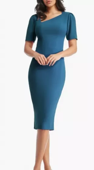 Pine Ruth Asymmetrical Neck Bodycon Cocktail