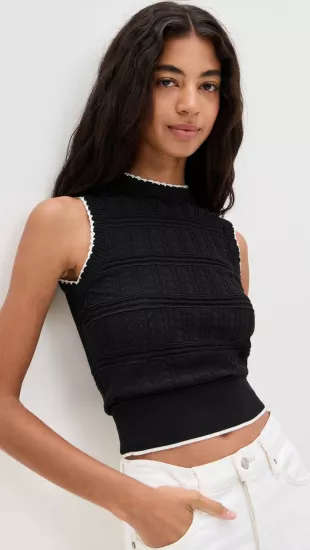 Mixed Stitch Sleeveless Sweater