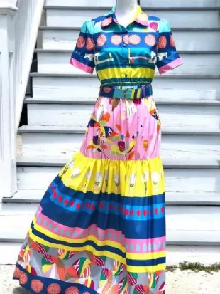 TV We Love Carrie Preston Multi-Color Abstract Print Dress