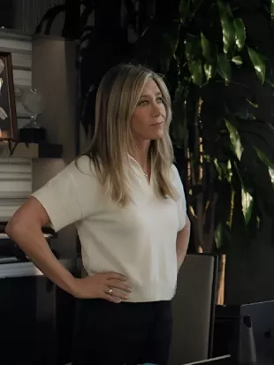 Jennifer Aniston The Morning Show 2025 White Polo Shirt