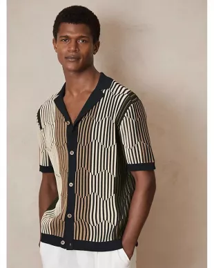Che Andre Knit Stripes Camp Shirt
