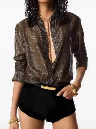 The Hunting Wives 2025 Malin Akerman Silk Blouse