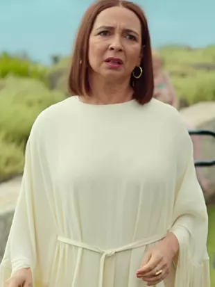 Loot S3 Maya Rudolph White Fringed Kaftan