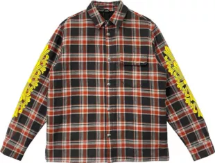 Black Orange Check & Yellow Floral Cross Overshirt