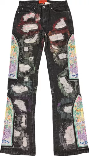 Black Distressed Roygbiv Fusion Jeans