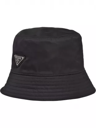 Black Nylon Triangle Logo Bucket Hat