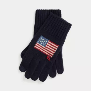 Navy American Flag Knit Gloves