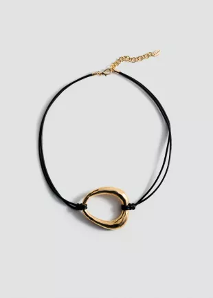 Metal-piece Cord Necklace