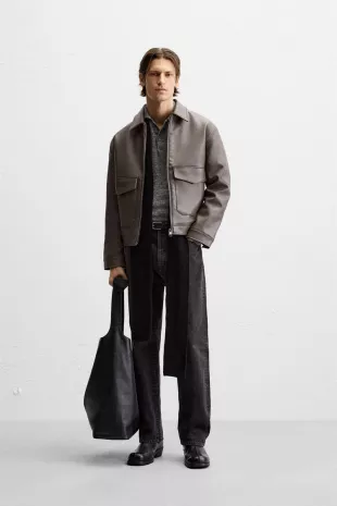 Leather Jacket with Pockets