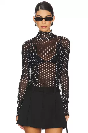 Charlie Printed Mesh Top in Luna Dot