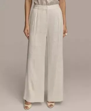 Linen-Blend Jacquard Wide-Leg Pants