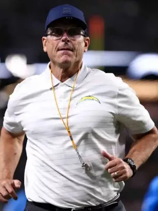Jim Harbaugh Los Angeles Chargers v Las Vegas Raiders Polo Shirt